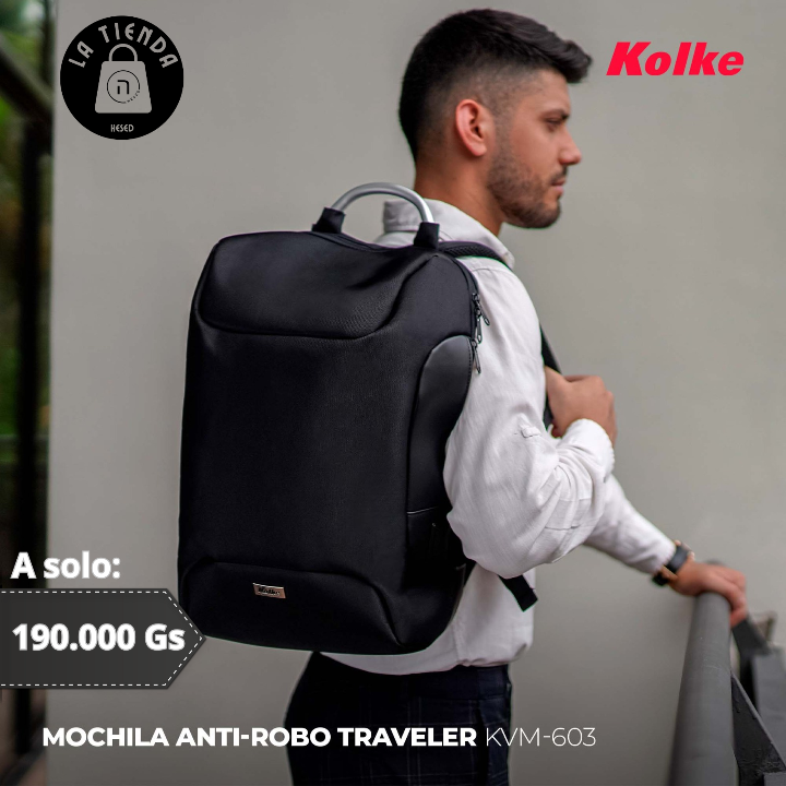 Mochila Kolke Traveler KVM-603 con Candado - Negro