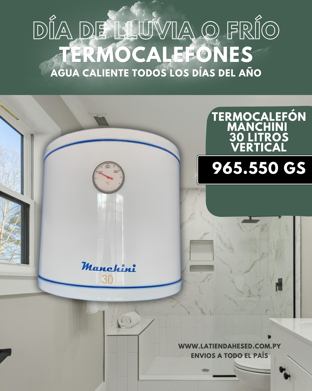 Termocalefón Manchini 30L Vertical